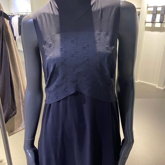 Y-3 Blue Long Sleeve Mock Neck Gown - Picture 2 of 8